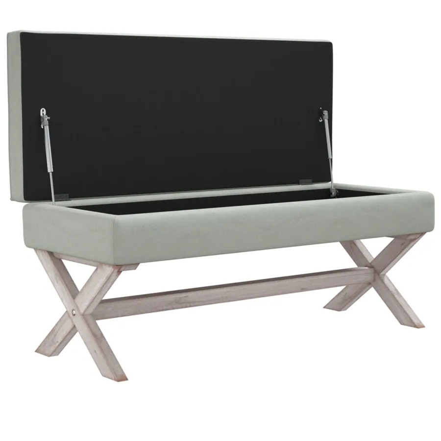 Tabouret de rangement Gris clair 110x45x49 cm Velours - 4