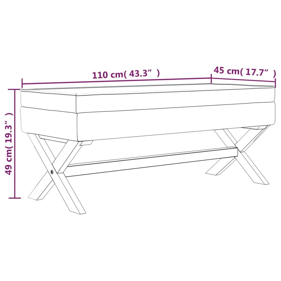 Tabouret de rangement Gris clair 110x45x49 cm Velours - 7