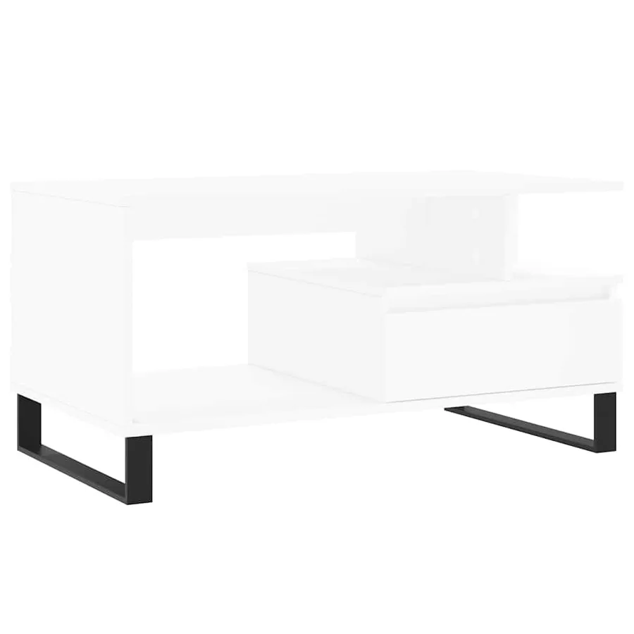 Table basse Blanc 90x49x45 cm Bois d'ingénierie - 2