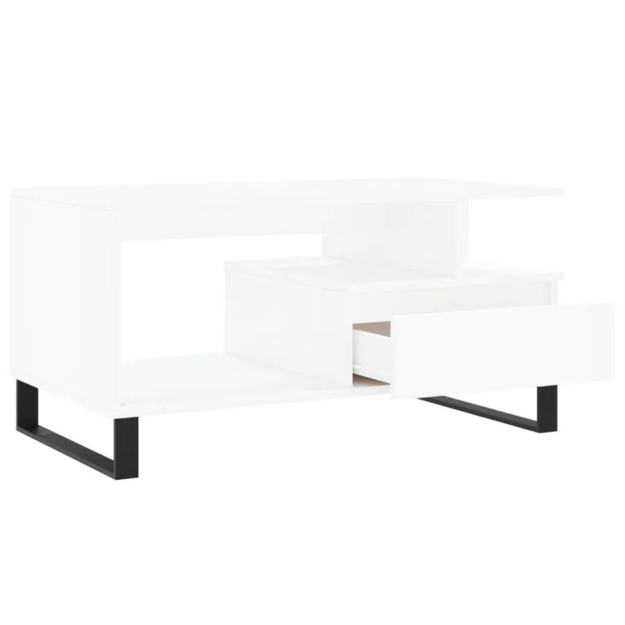 Table basse Blanc 90x49x45 cm Bois d'ingénierie - 6