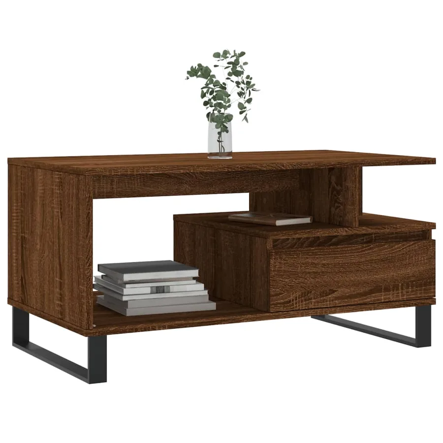 Table basse Chêne marron 90x49x45 cm Bois d'ingénierie - 3