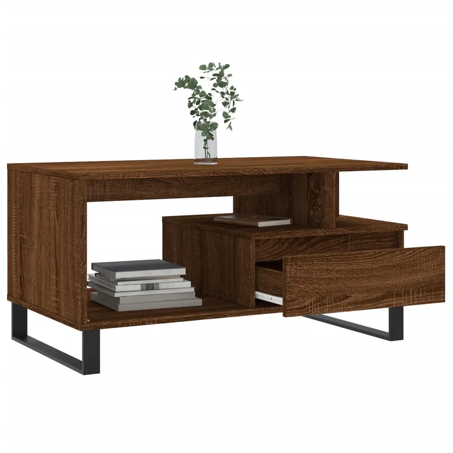 Table basse Chêne marron 90x49x45 cm Bois d'ingénierie - 4