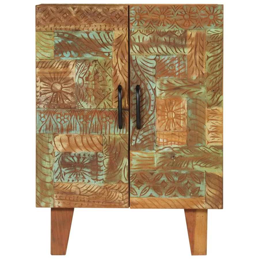 Buffet sculpté à la main 55x30x75 cm bois massif récupération - 4
