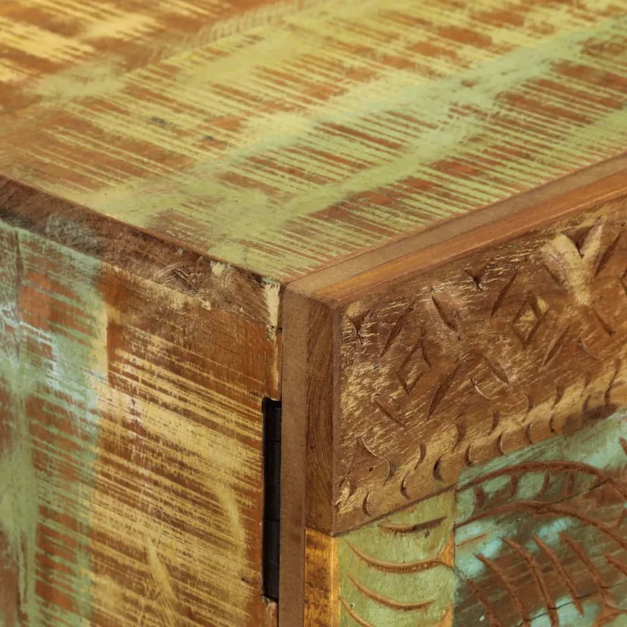 Buffet sculpté à la main 55x30x75 cm bois massif récupération - 6