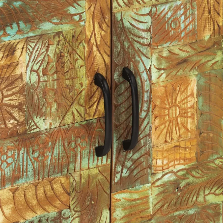 Buffet sculpté à la main 55x30x75 cm bois massif récupération - 8