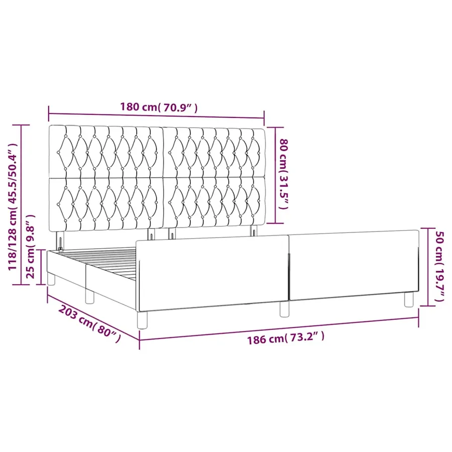 Cadre de lit sans matelas vert foncé velours - 12