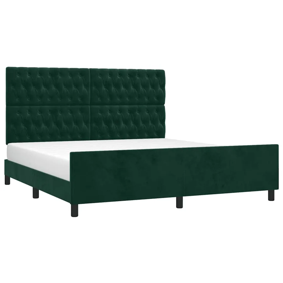 Cadre de lit sans matelas vert foncé velours - 3