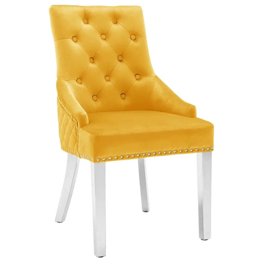 Chaises à manger lot de 2 jaune velours - 2