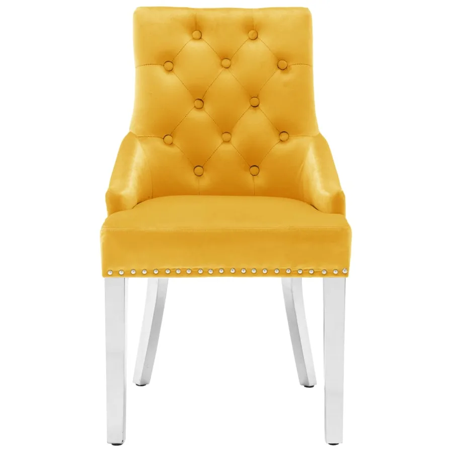Chaises à manger lot de 2 jaune velours - 3