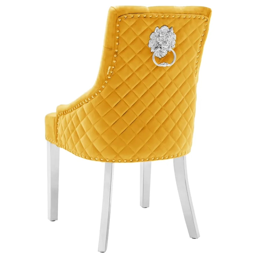 Chaises à manger lot de 2 jaune velours - 4
