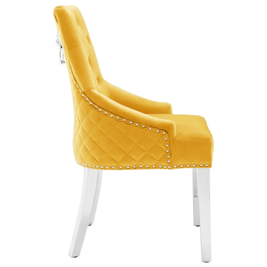 Chaises à manger lot de 2 jaune velours - 5