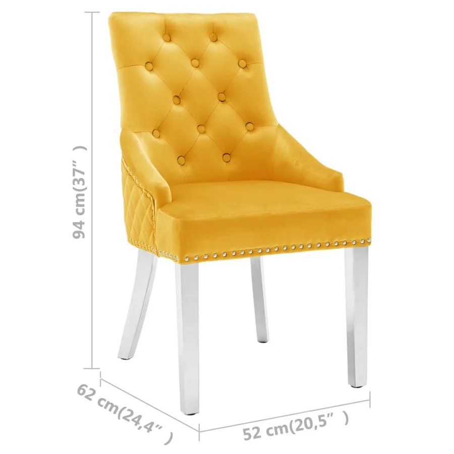 Chaises à manger lot de 2 jaune velours - 9