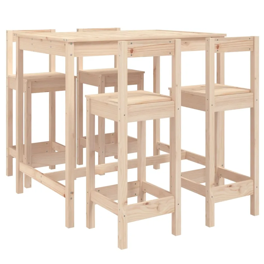 Ensemble de bar de jardin 5 pcs bois de pin massif - 2