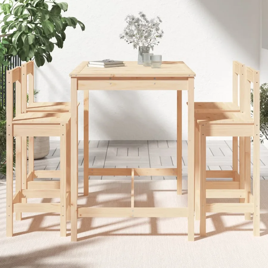 Ensemble de bar de jardin 5 pcs bois de pin massif - 3