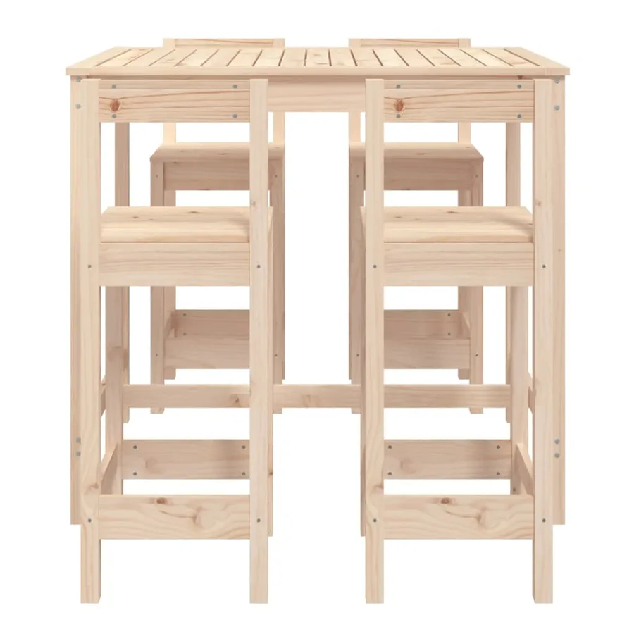 Ensemble de bar de jardin 5 pcs bois de pin massif - 4