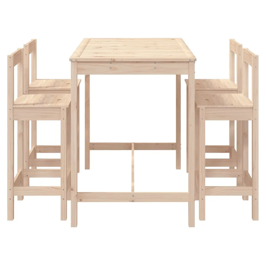 Ensemble de bar de jardin 5 pcs bois de pin massif - 5