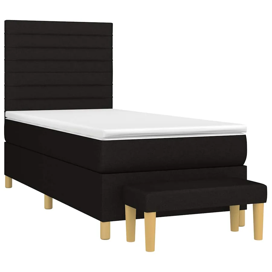 Sommier à lattes de lit avec matelas Noir 90x190 cm Tissu - 3