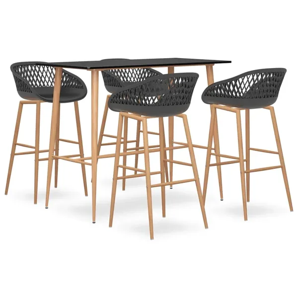 Ensemble de bar 5 pcs Noir et gris