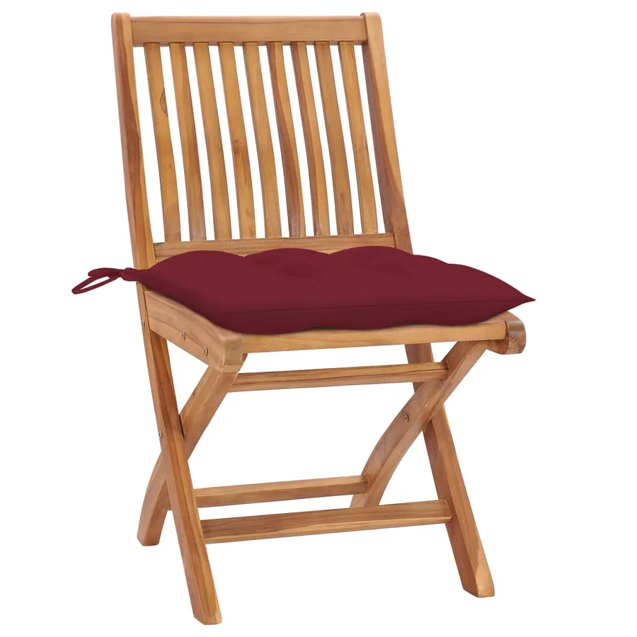 Chaises pliables de jardin avec coussins lot de 4 Teck solide - 2