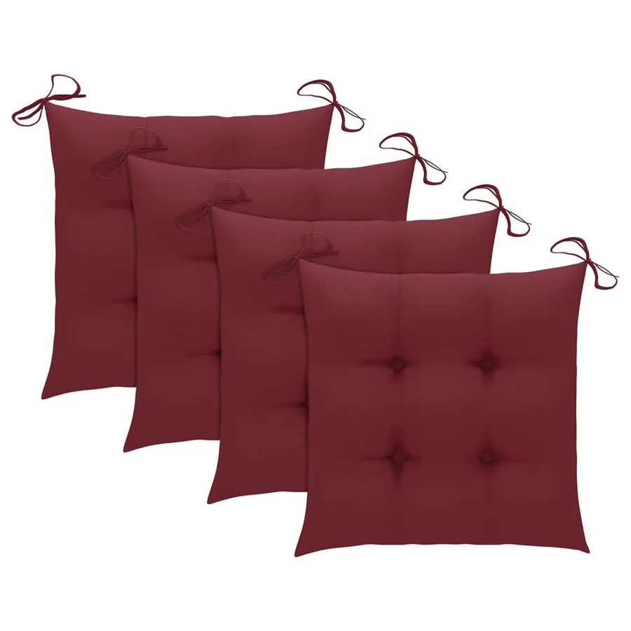 Chaises pliables de jardin avec coussins lot de 4 Teck solide - 7