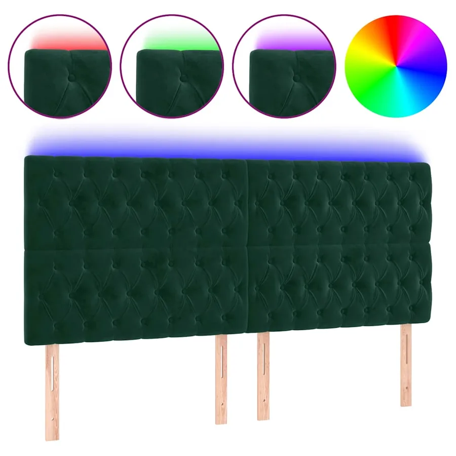 Tête de lit à LED Vert foncé 180x7x118/128 cm Velours - 2