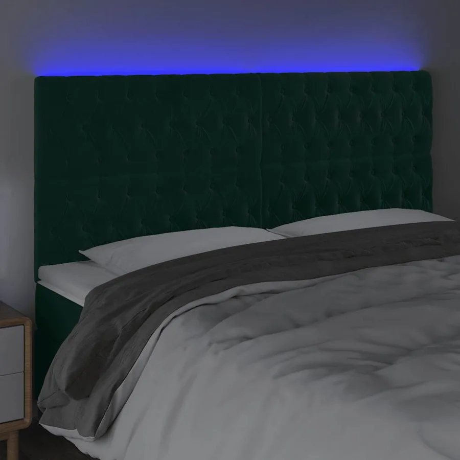 Tête de lit à LED Vert foncé 180x7x118/128 cm Velours - 4