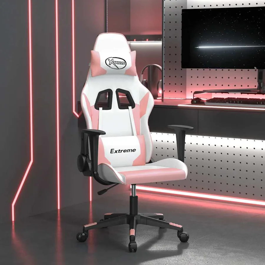 Chaise de jeu de massage Blanc et rose Similicuir