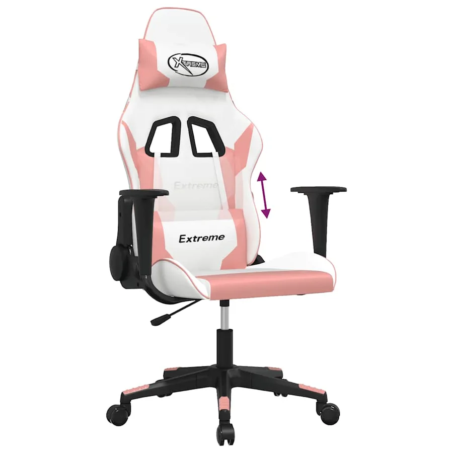 Chaise de jeu de massage Blanc et rose Similicuir - 6