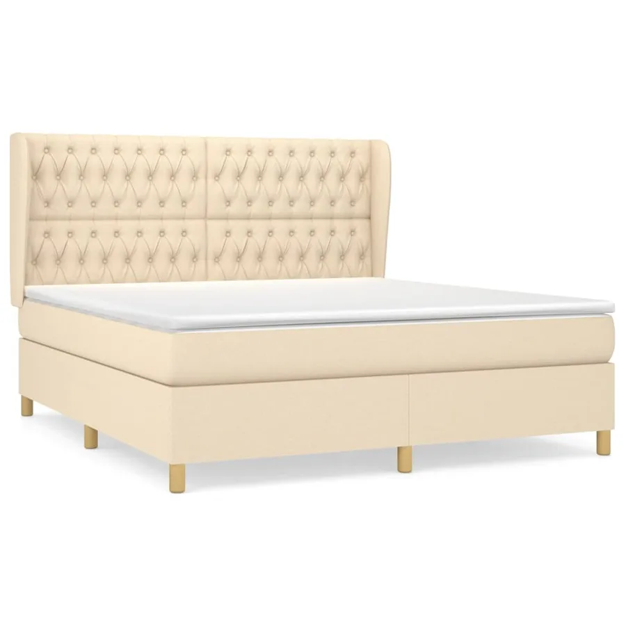 Sommier à lattes de lit avec matelas Crème 180x200 cm Tissu - 2
