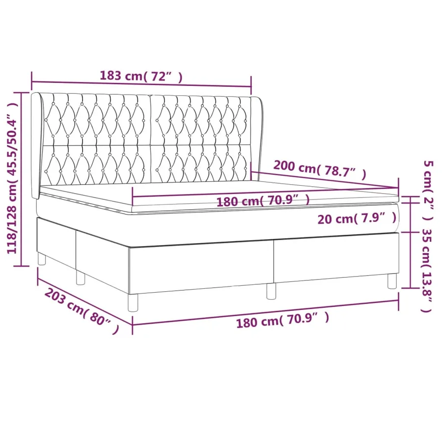 Sommier à lattes de lit avec matelas Crème 180x200 cm Tissu - 7