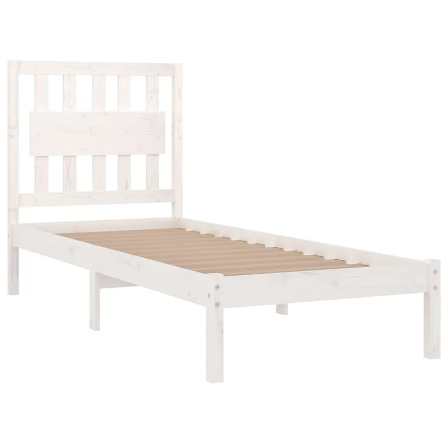 Cadre de lit sans matelas blanc bois massif - 4