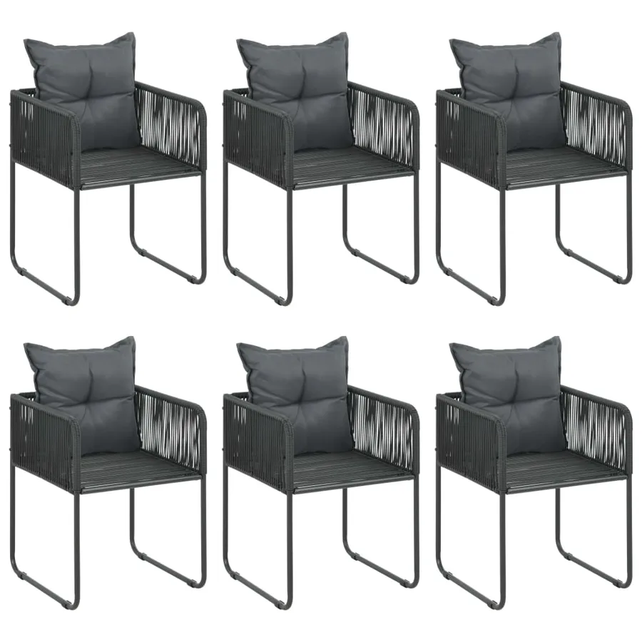Ensemble à Manger de jardin 7pcs PVC résine tressée noir marron - 4