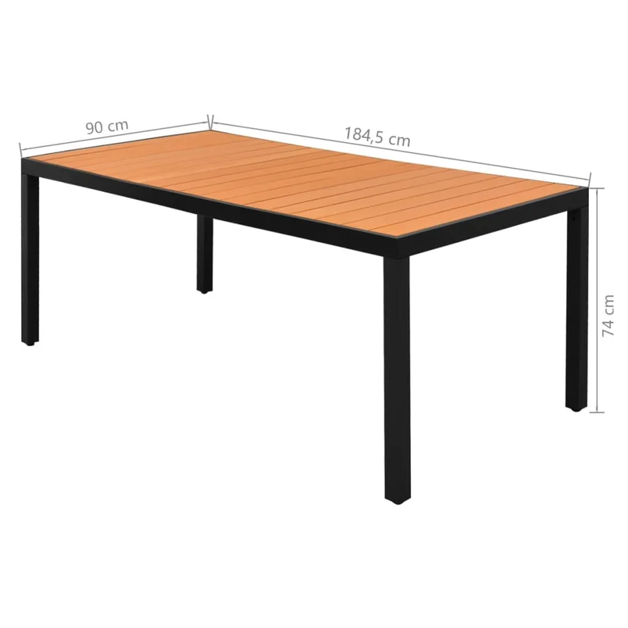 Ensemble à Manger de jardin 7pcs PVC résine tressée noir marron - 8