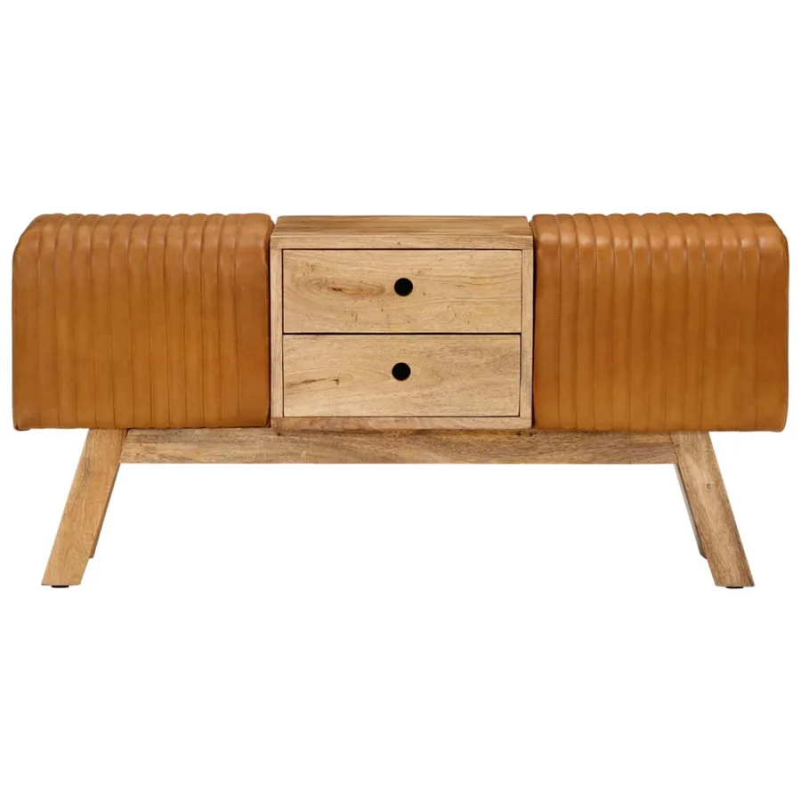 Banc de bok Marron 107 cm Cuir de chèvre véritable - 3