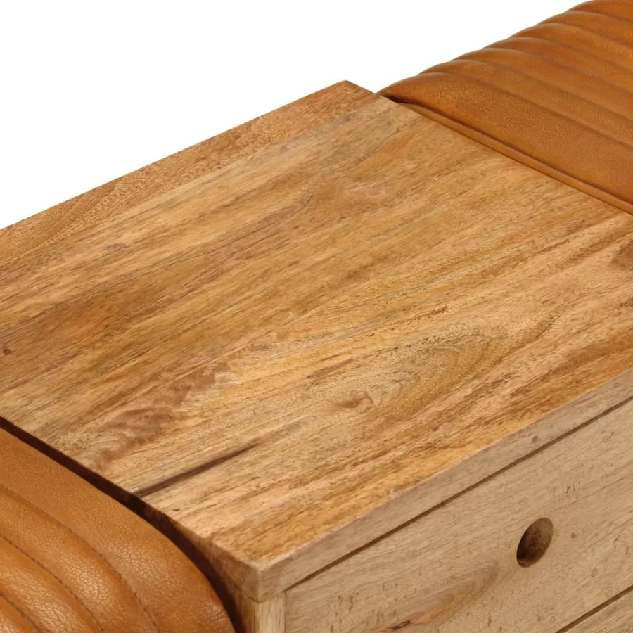 Banc de bok Marron 107 cm Cuir de chèvre véritable - 5