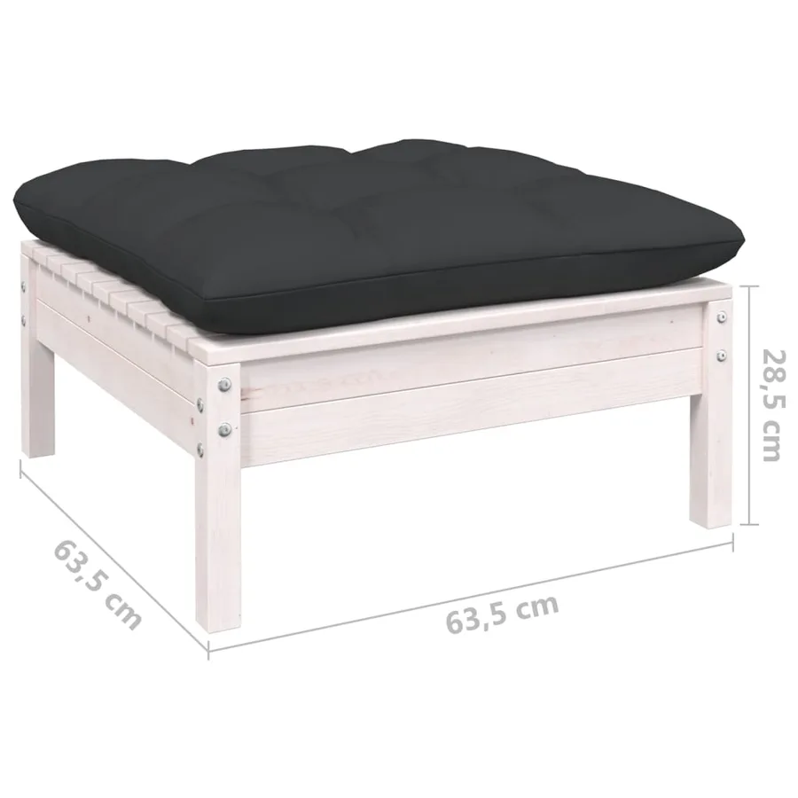 Salon de jardin 10 pcs avec coussins blanc bois de pin massif - 9