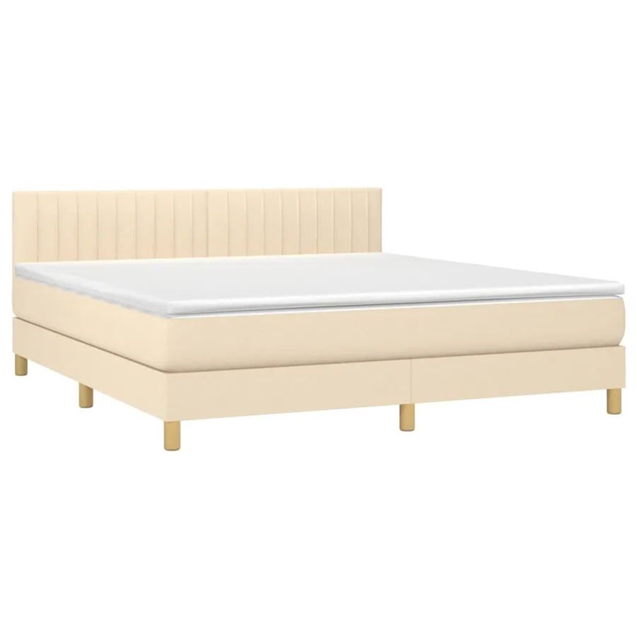 Sommier à lattes de lit avec matelas LED Crème 160x200 cm Tissu - 4