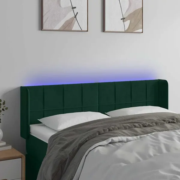 Tête de lit à LED Vert foncé 147x16x78/88 cm Velours