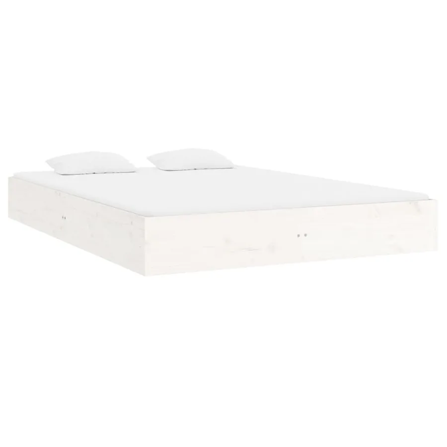 Cadre de lit sans matelas blanc bois massif 160x200 cm - 4