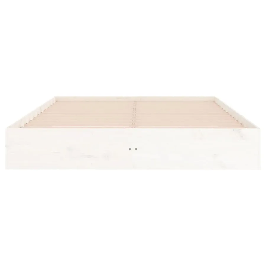 Cadre de lit sans matelas blanc bois massif 160x200 cm - 5