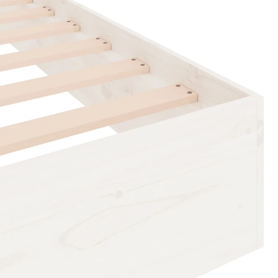Cadre de lit sans matelas blanc bois massif 160x200 cm - 7