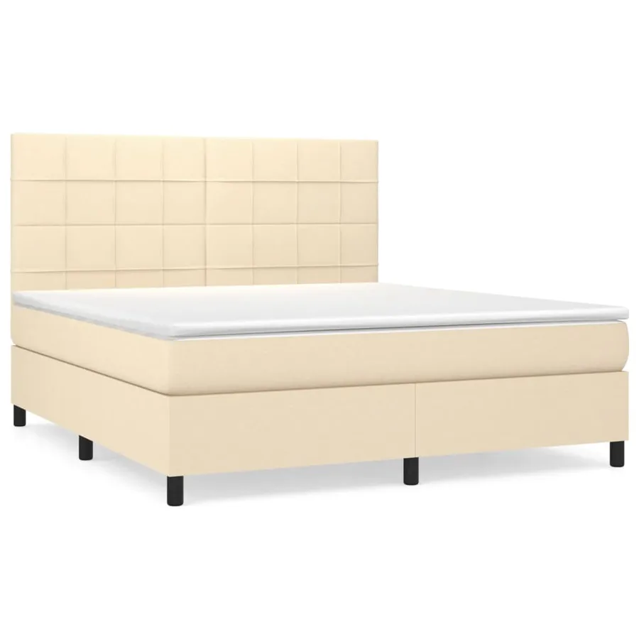 Sommier à lattes de lit avec matelas Crème 180x200 cm Tissu - 2