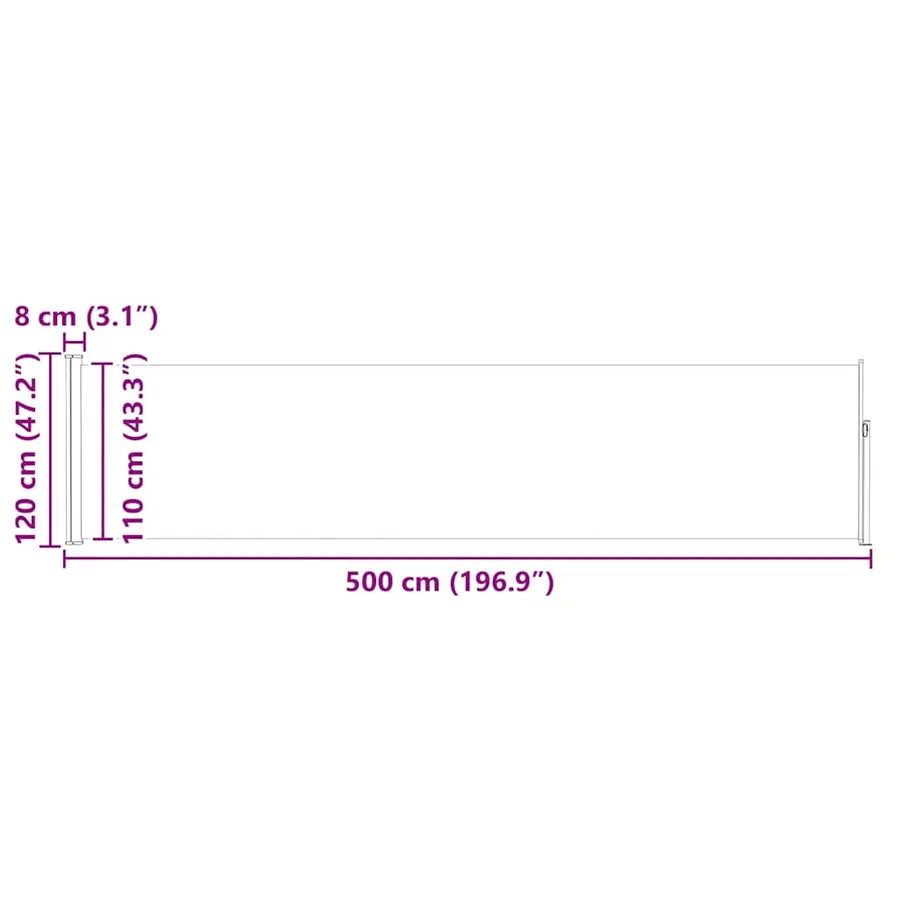 Auvent latéral rétractable de patio 120x500 cm Gris - 12