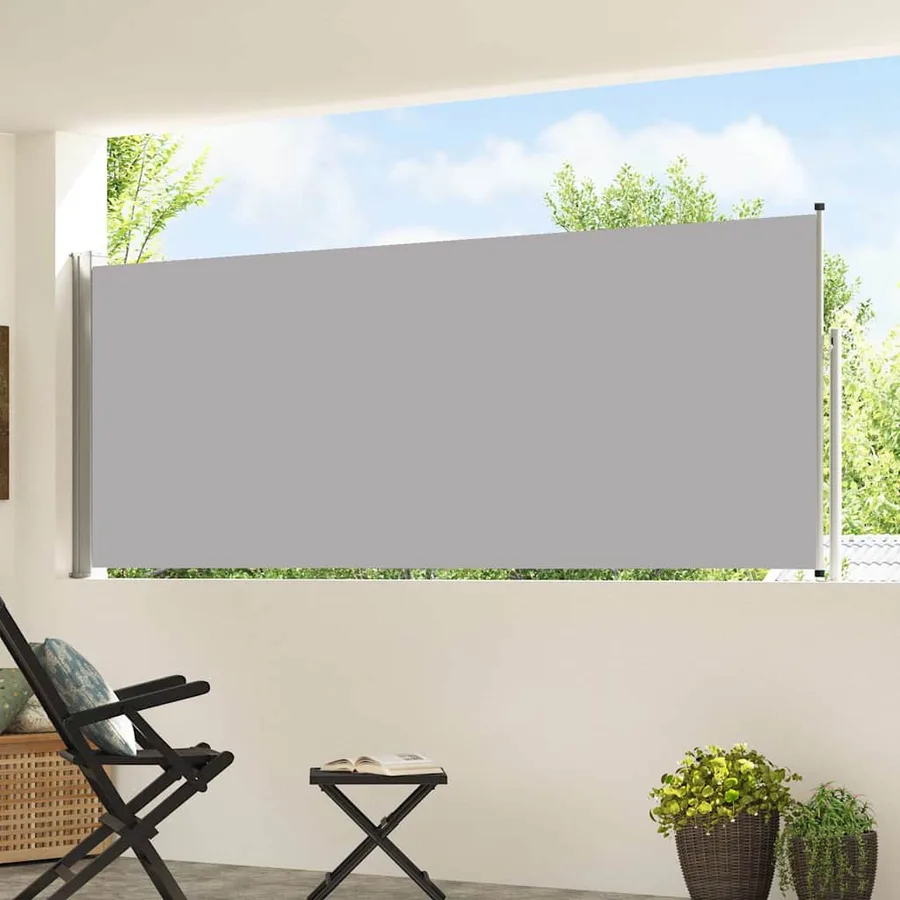 Auvent latéral rétractable de patio 120x500 cm Gris - 3