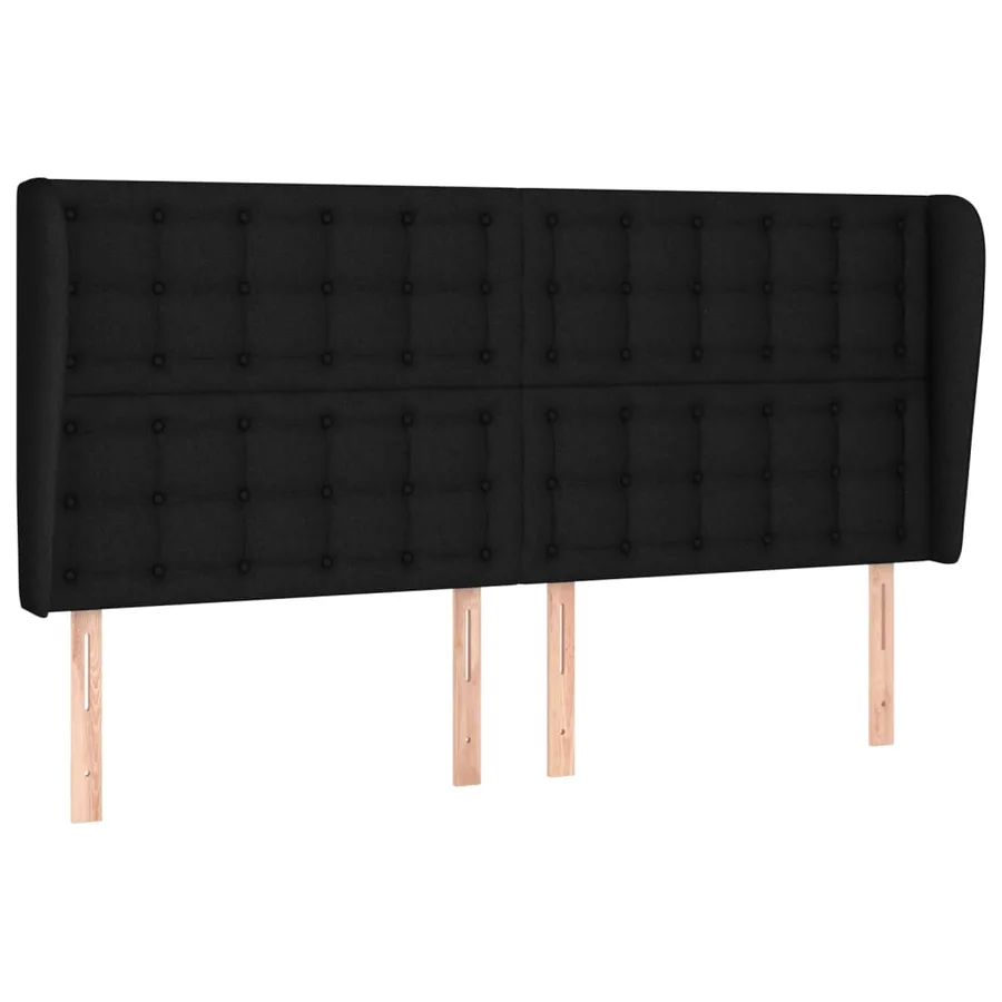 Tête de lit avec oreilles Noir 203x23x118/128 cm Tissu - 2