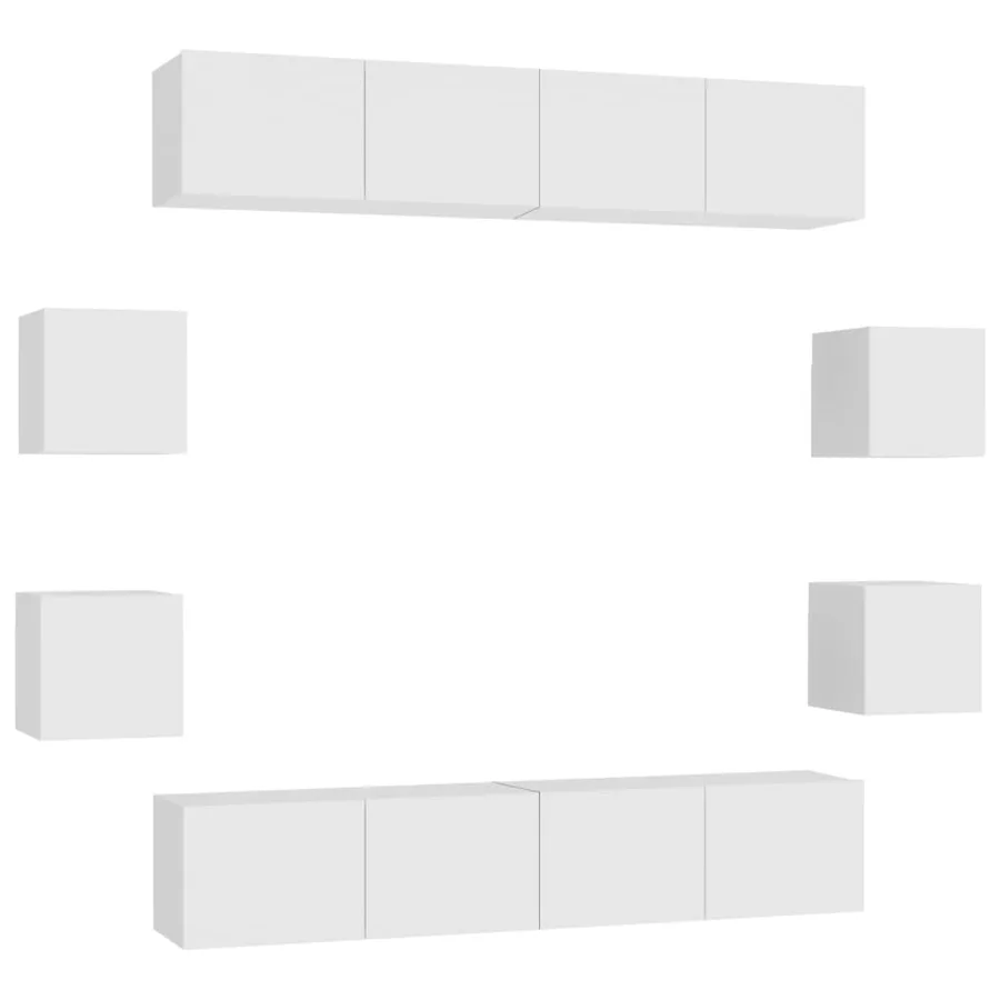 Ensemble de meubles TV 8 pcs Blanc Bois d'ingénierie - 2