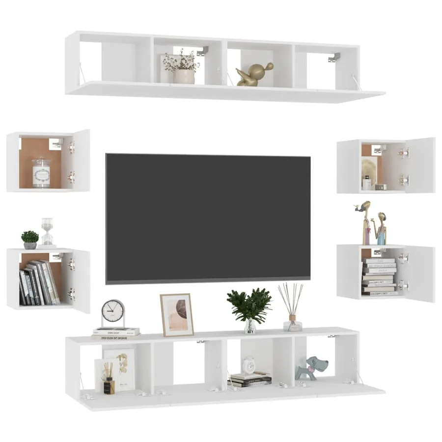 Ensemble de meubles TV 8 pcs Blanc Bois d'ingénierie - 6