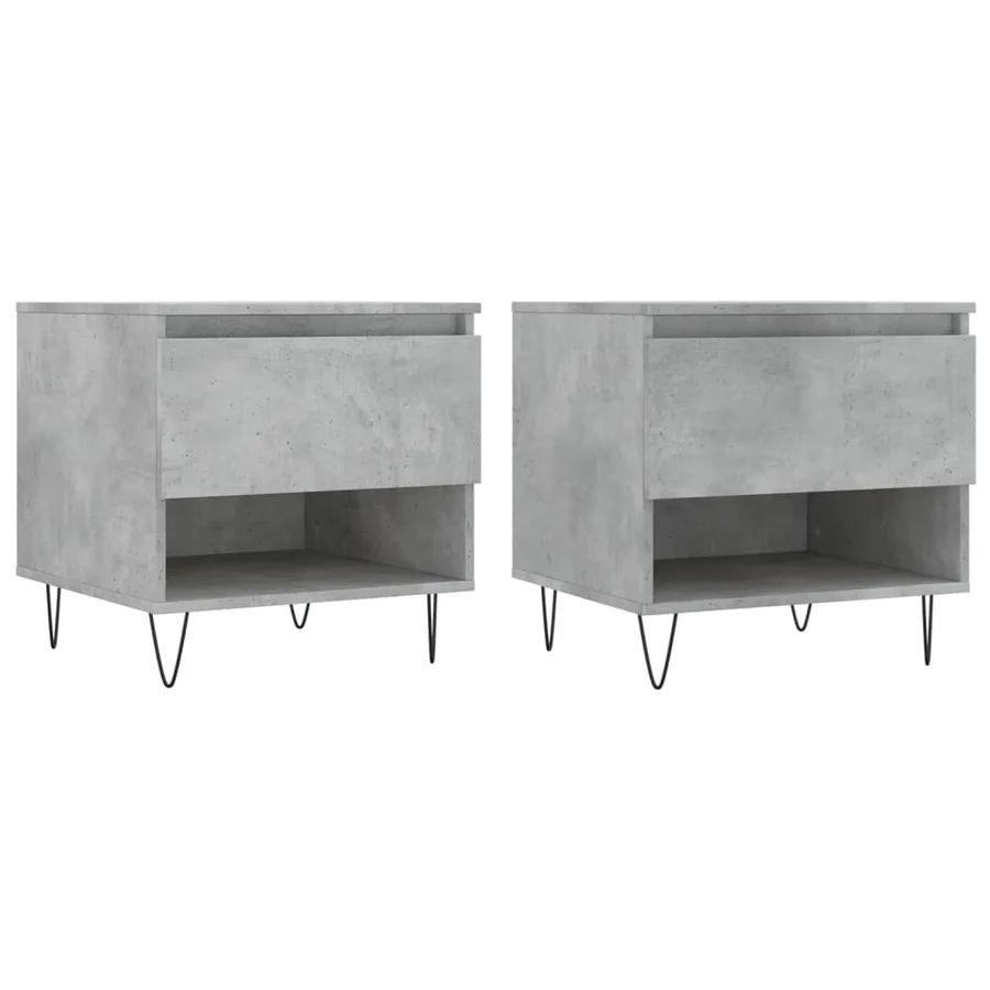 Tables basses 2 pcs gris béton 50x46x50 cm bois d'ingénierie - 2