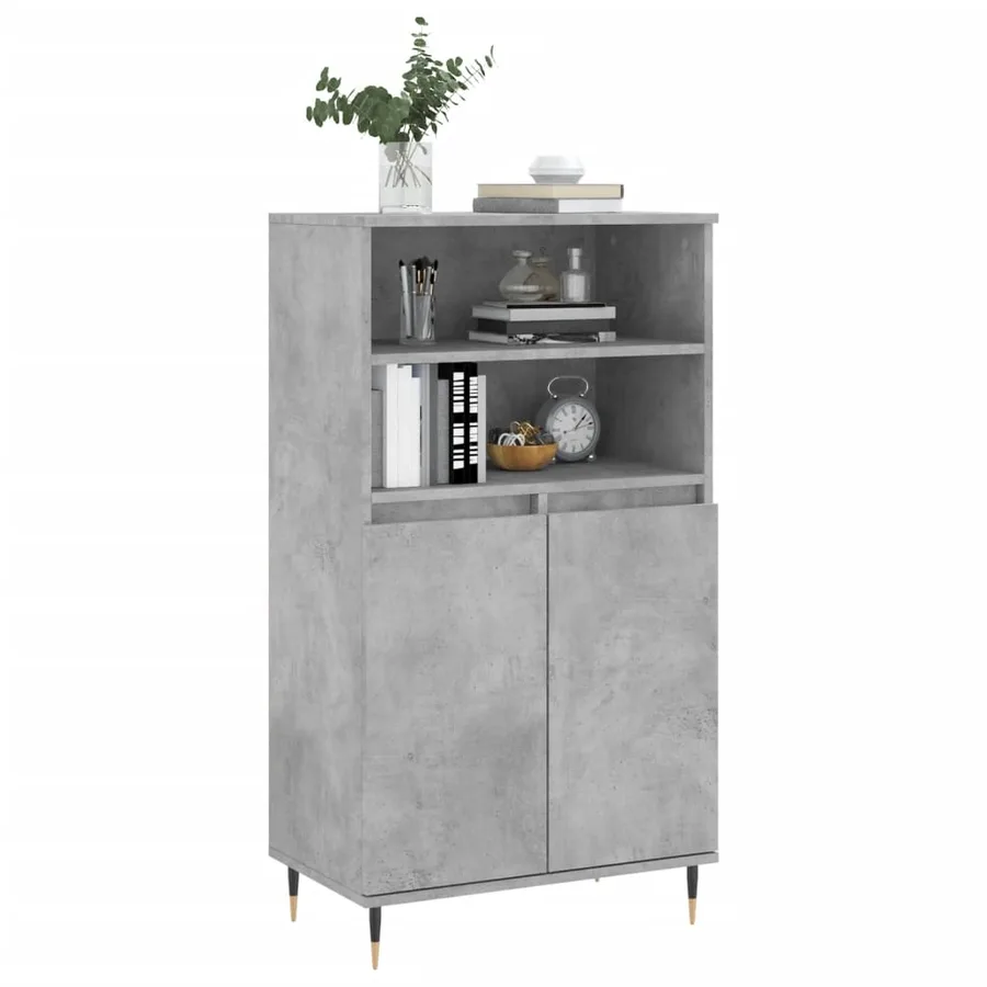 Buffet haut Gris béton 60x36x110 cm Bois d'ingénierie - 3