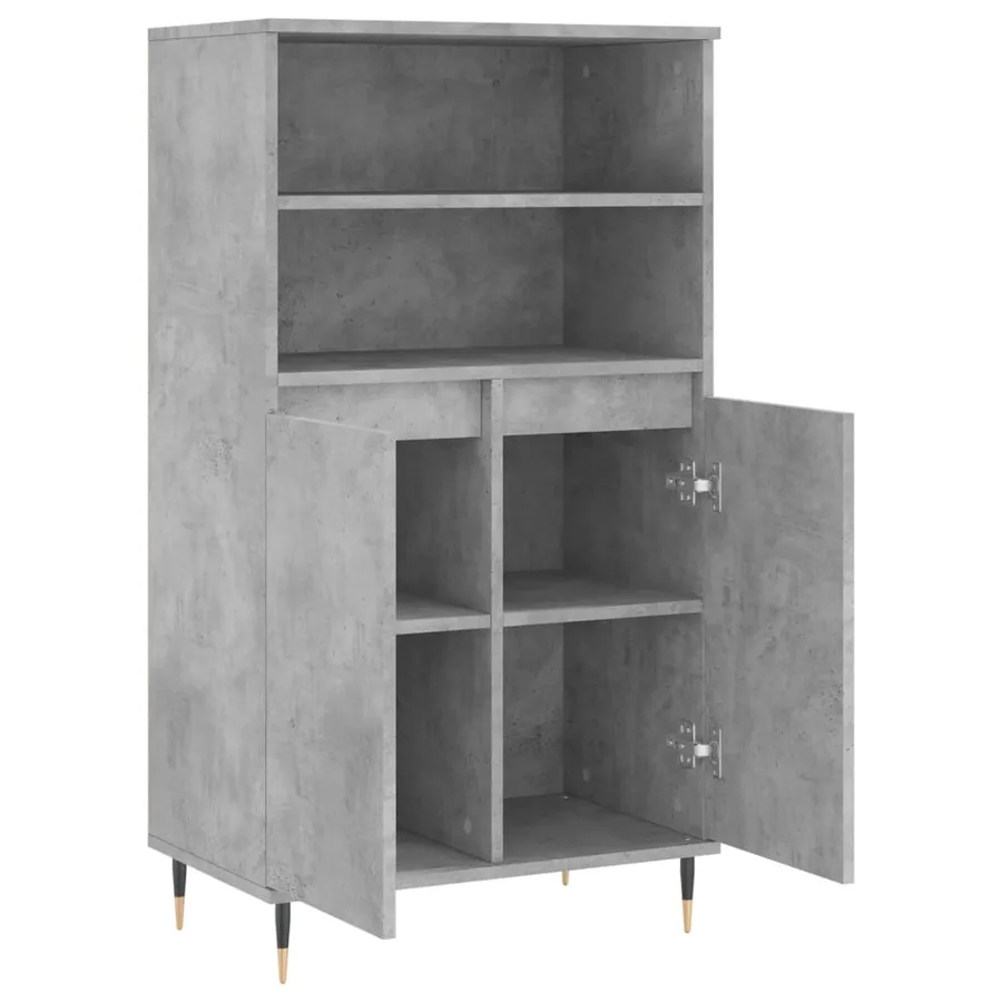 Buffet haut Gris béton 60x36x110 cm Bois d'ingénierie - 5